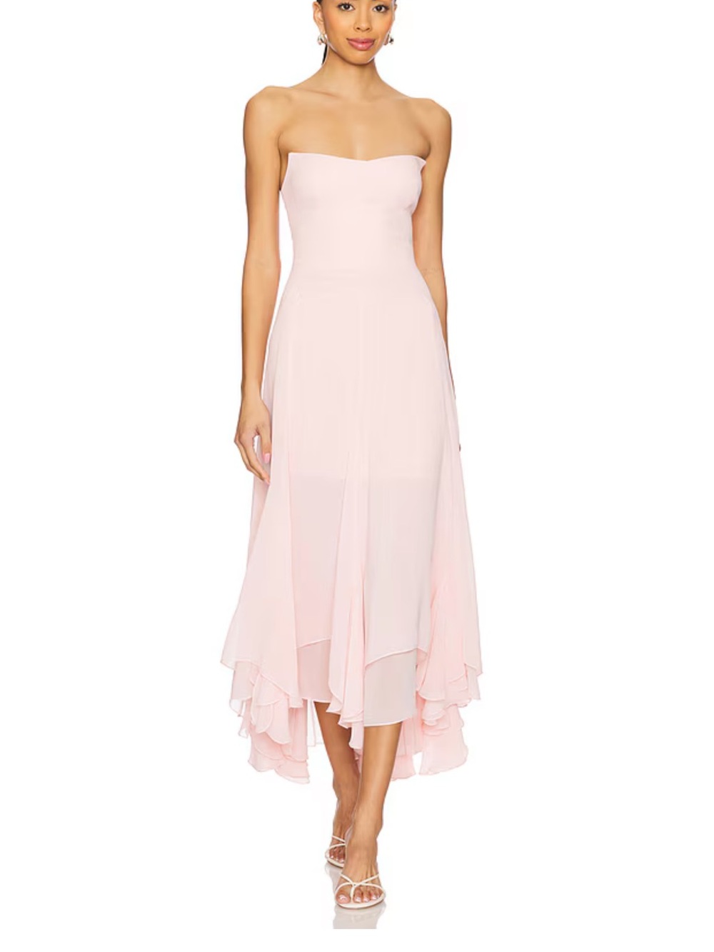 Amanda Uprichard Strapless Blush Pink High-Low Dress
